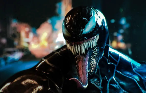 Язык, огни, фон, пришелец, Веном, Venom, симбиот, монстик