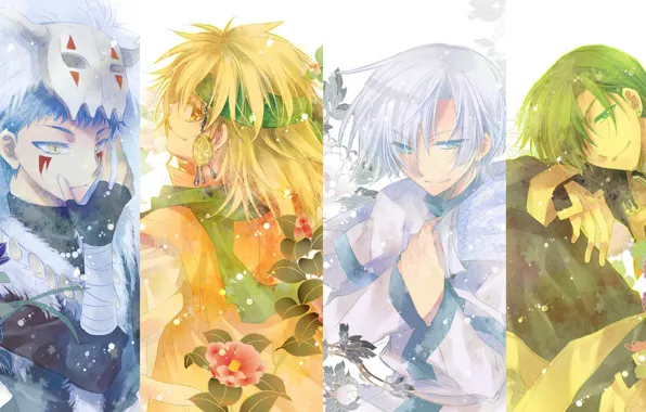Коллаж, драконы, парни, Рассвет Йоны, Akatsuki no Yona
