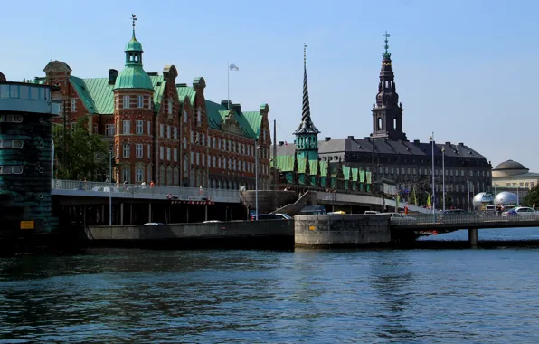Мост, здание, Дания, bridge, дворец, water, парламент, Denmark