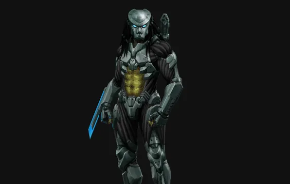 Темный фон, минимализм, хищник, инопланетянин, пришелец, predator