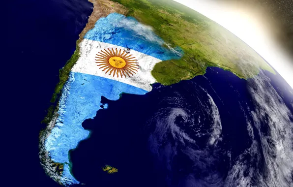 White, blue, Argentina, sun, flag, South America
