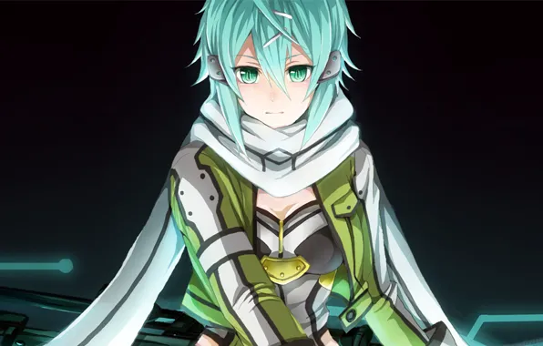 Взгляд, аниме, арт, Мастера меча онлайн, Sword Art Online, Синон