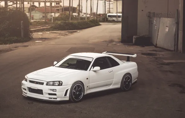 Nissan, White, Skyline, R34, GT