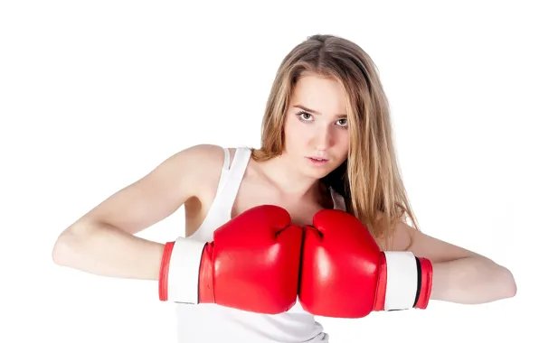 Картинка взгляд, девушка, поза, бокс, перчатки, boxing, workout