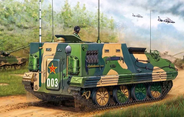 Рисунок, танки, вертолёты, китайцы, Командно штабная машина, WZ-701