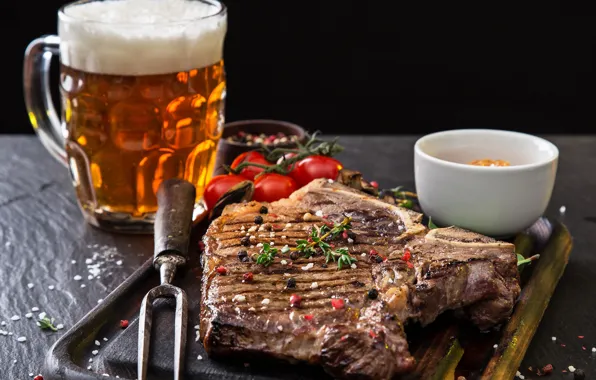 Пиво, мясо, помидоры, beer, специи, meat, spice