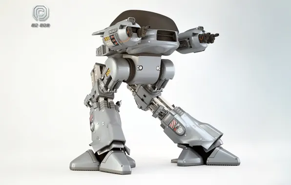 Картинка рендеринг, оружие, фантастика, фильм, робот, RoboCop, 3DPORTFOLIO, OCP