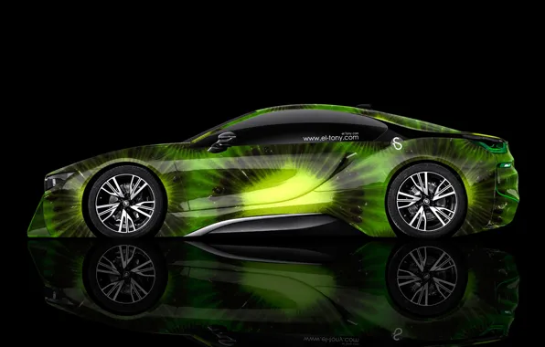 Черный, BMW, БМВ, Фон, Kiwi, Киви, Зеленая, Фотошоп