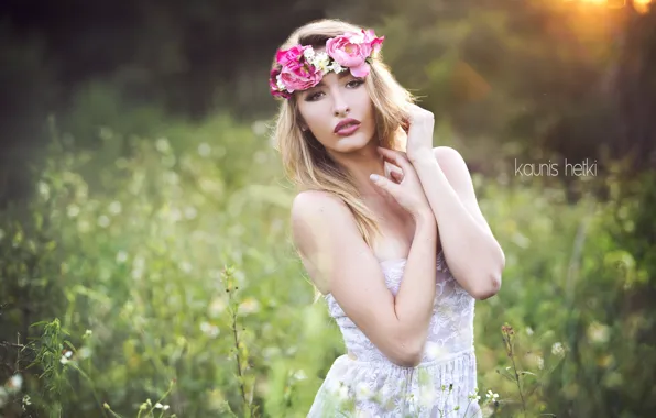 Картинка поле, лето, девушка