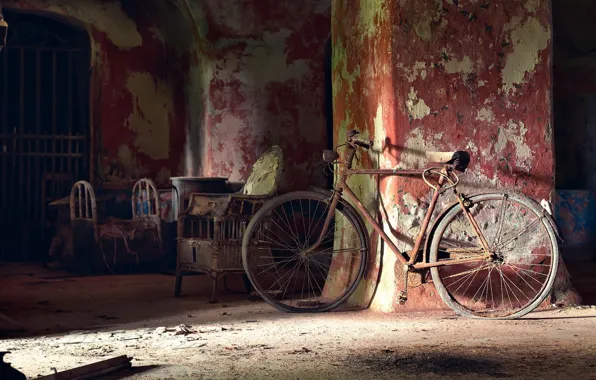 Картинка свет, велосипед, комната