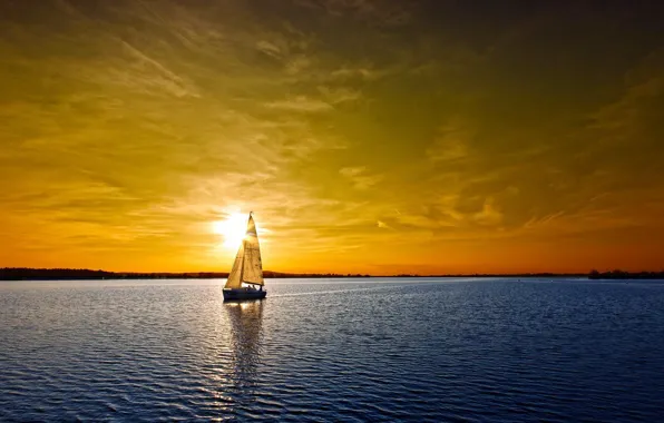 Картинка море, небо, яхта