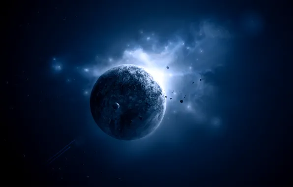 Картинка planet, light blue, Sci fi