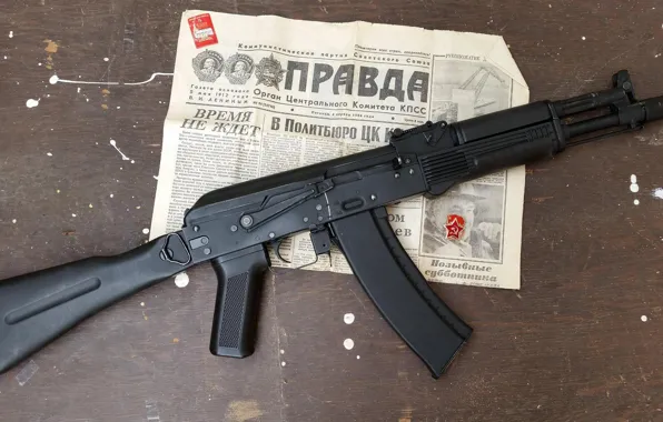 Картинка weapon, автомат Калашникова, assault Rifle, AK-102, АК-102, Газета Правда