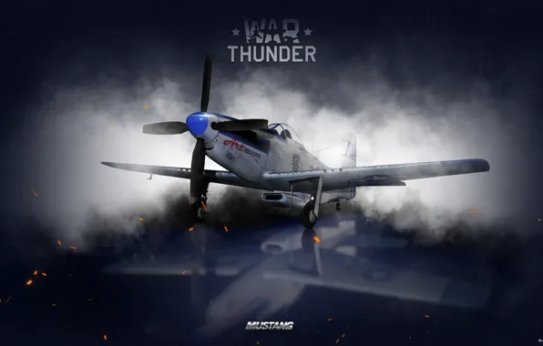 Небо, облака, истребитель, Арт, американский, War Thunder, hibikirus, ВВС Америки