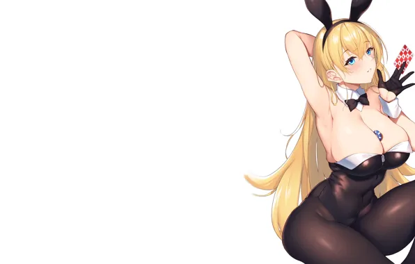 Girl, hot, long hair, boobs, sexy girl, black stockings, anime, pretty