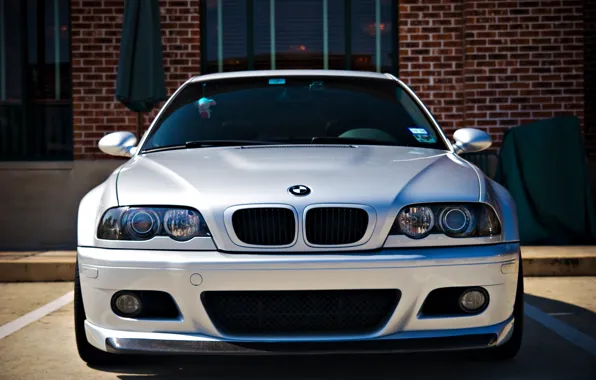 Картинка бмв, BMW, перед, silver, серебристая, E46