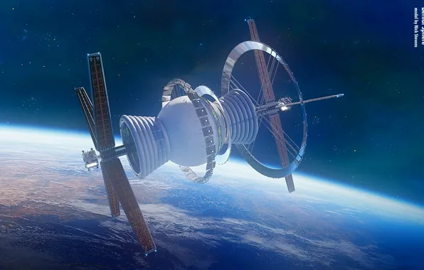 Космос, планета, звёзды, космическая станция, model, bernal sphere