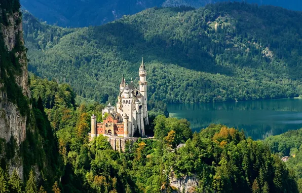 Лес, горы, замок, Германия