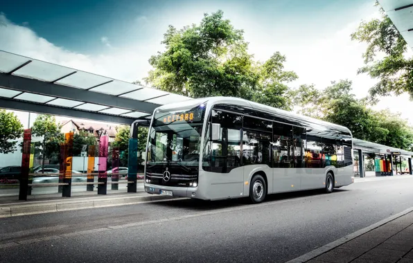 Транспорт, автобус, Mercedes Benz, остановка, ELECTRIFY eCitaro