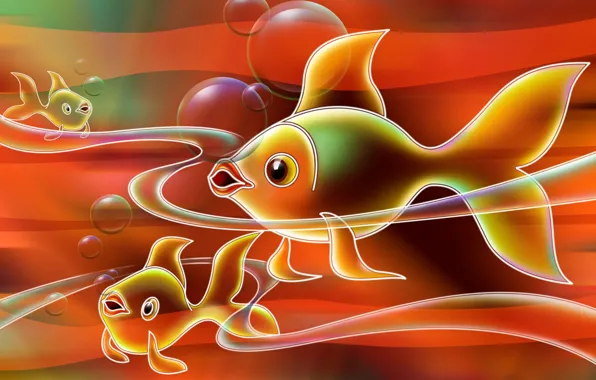 Картинка рыбки, пузыри, рисунок