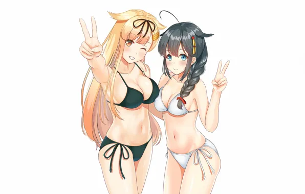 Girl, sexy, cleavage, long hair, boobs, anime, beautiful, pretty