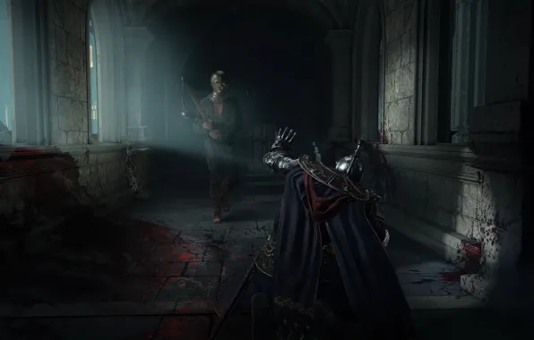 Blood, knight, execution, game art, Elden Ring