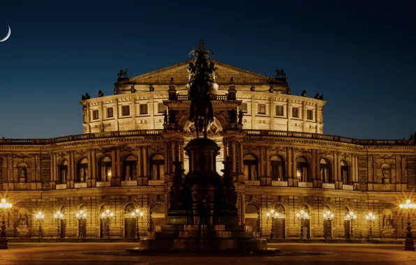 Картинка city, lights, Germany, night, Dresden, Deutschland, Semperoper