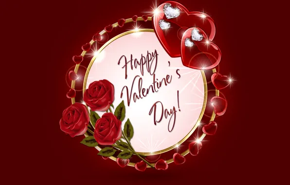 Сердце, бриллианты, сердечки, love, rose, heart, romantic, Valentine's Day