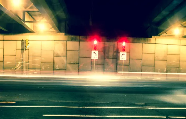 Car, light, cars, night, traffic light