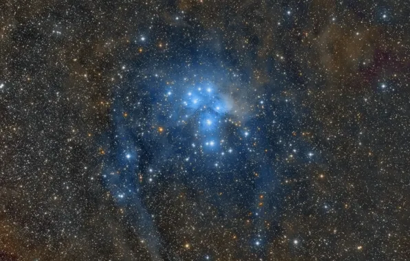 Космос, звезды, M45, Звёздное скопление, Pleiades