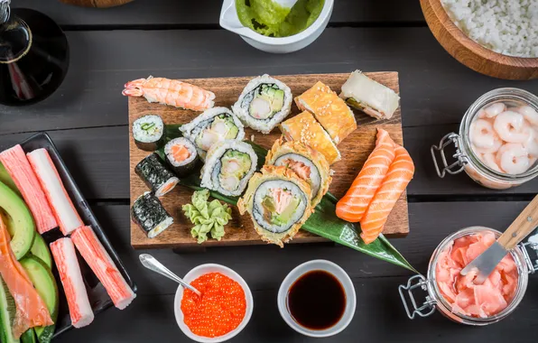 Картинка rolls, sushi, суши, роллы, японская кухня, продукты, Japanese cuisine, cooking