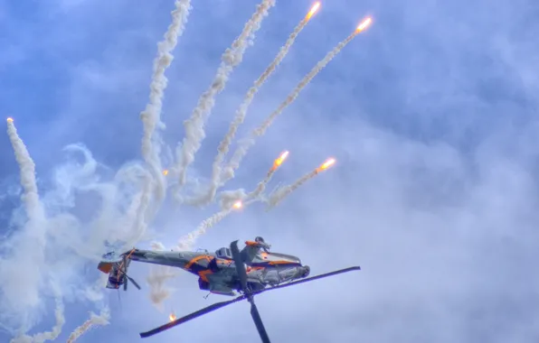 Flares, helicopter, in flight
