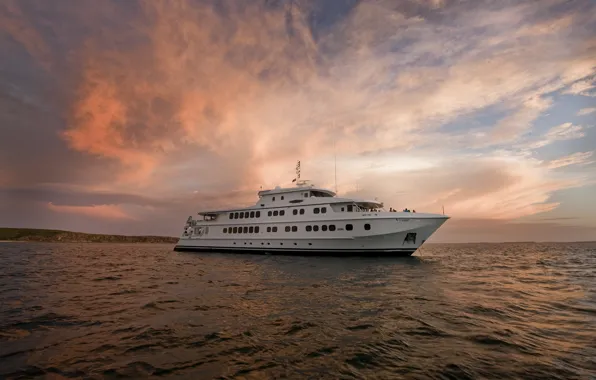 Море, вечер, яхта, luxury, yacht, motor