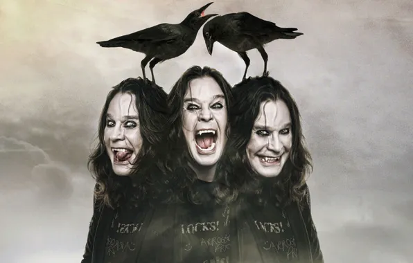 Music, metal, rock, star, sky, long hair, bird, crow