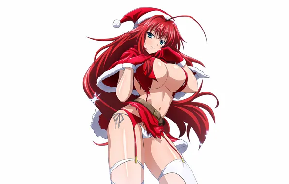 Girl, sexy, lingerie, pantsu, cleavage, panties, thighhighs, red hair