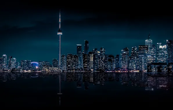 City, Canada, Night, Skyline, Ontario, Toronto, Cityscape