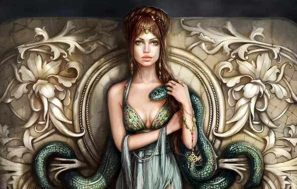 Картинка девушка, змея, Liliana Moga