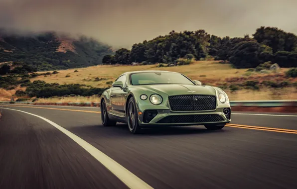 Дорога, движение, купе, Bentley, холм, 2019, Continental GT V8