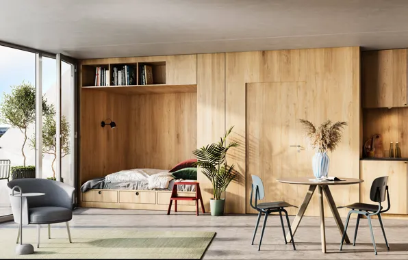 Дизайн, стиль, интерьер, жилое пространство, Denmark, housing for one, Esbjerg