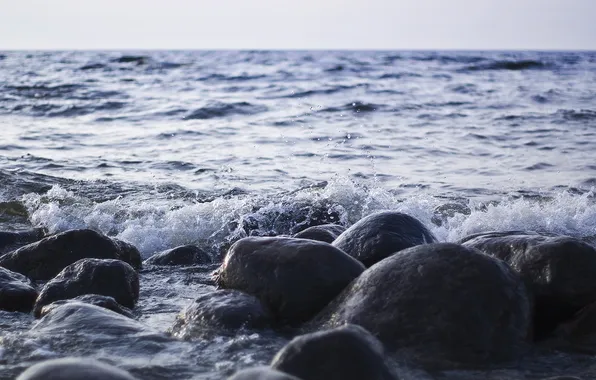 Картинка море, камни, волна, залив, финский