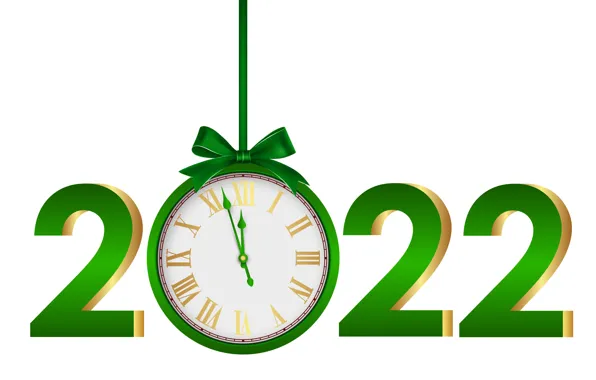 Праздник, часы, Новый Год, белый фон, Happy New Year, с новым годом, Merry Christmas, 2022