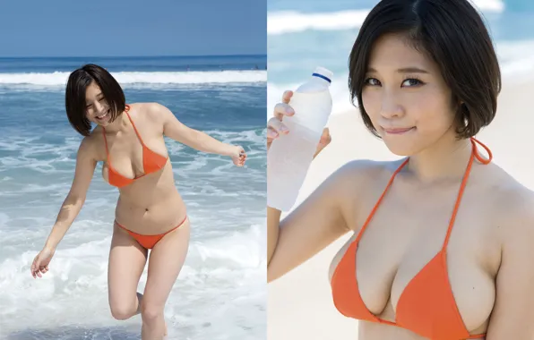 Bikini, Asian, Model, Beach, Water, Woman, Ocean, Outdoor