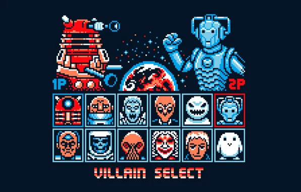 Фон, игра, арт, монстры, пиксели, Doctor Who, Доктор Кто, Cyberman