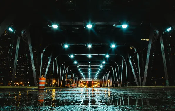 Картинка ночь, мост, город, огни