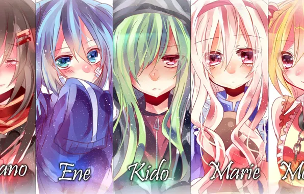 Коллаж, девочки, арт, Kagerou Project, Проект "знойный Туман"