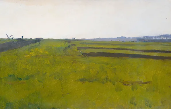 Масло, картина, холст, 1922, Willem Witsen, Виллем Витсен, Пейзаж с пахотными полями