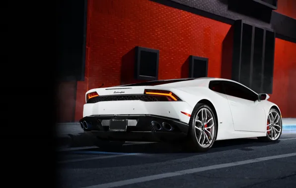 Картинка Lamborghini, White, Smoke, Supercar, Rear, Huracan, LP610-4, Ligth