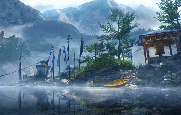 Картинка деревья, горы, озеро, Far Cry 4