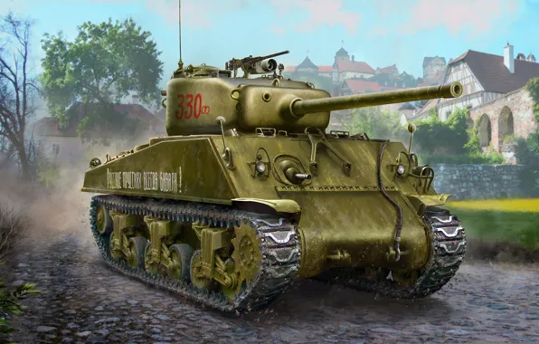 Танк, Красная Армия, M4 Sherman, M4A2, Бронетехника, Ленд-лиз