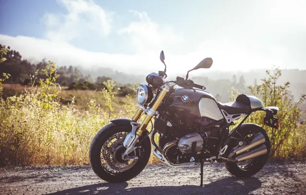 Поле, солнце, BMW, R Nine T